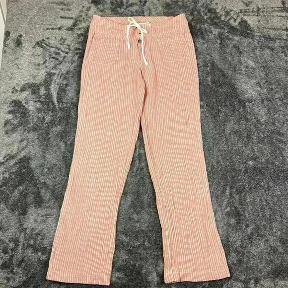 Sundance Gigi Striped Gauzy Pants Flare Wide Leg Red Size S Drawstring Pockets - Picture 1 of 9